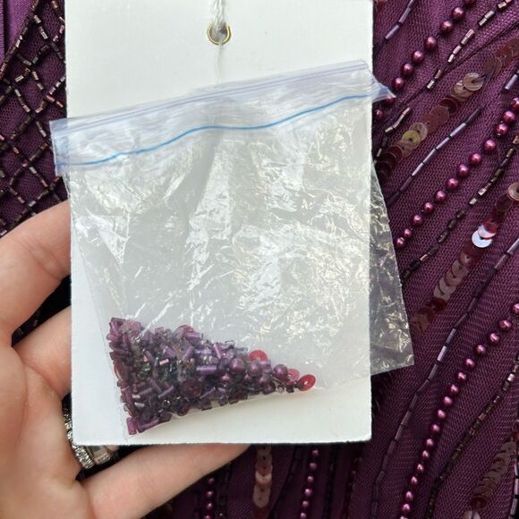 Mac Duggal Embellished Bell Sleeve Tiered Gown Size 12 NWT 5442 BlackBerry - Picture 8 of 11